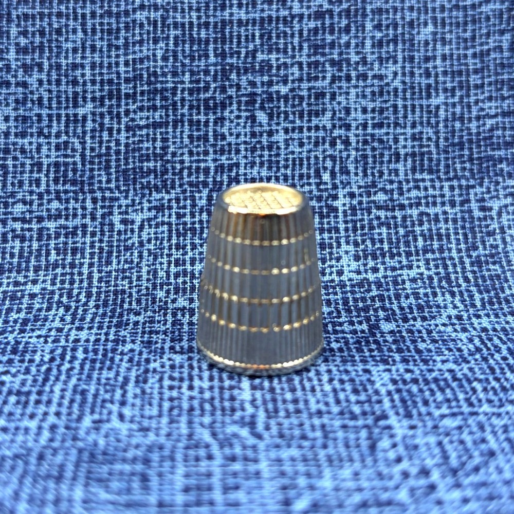 Thimble Vintage Sewing Tool Silver Tone Metal W-Germany Women Size 15mm MCM EUC
